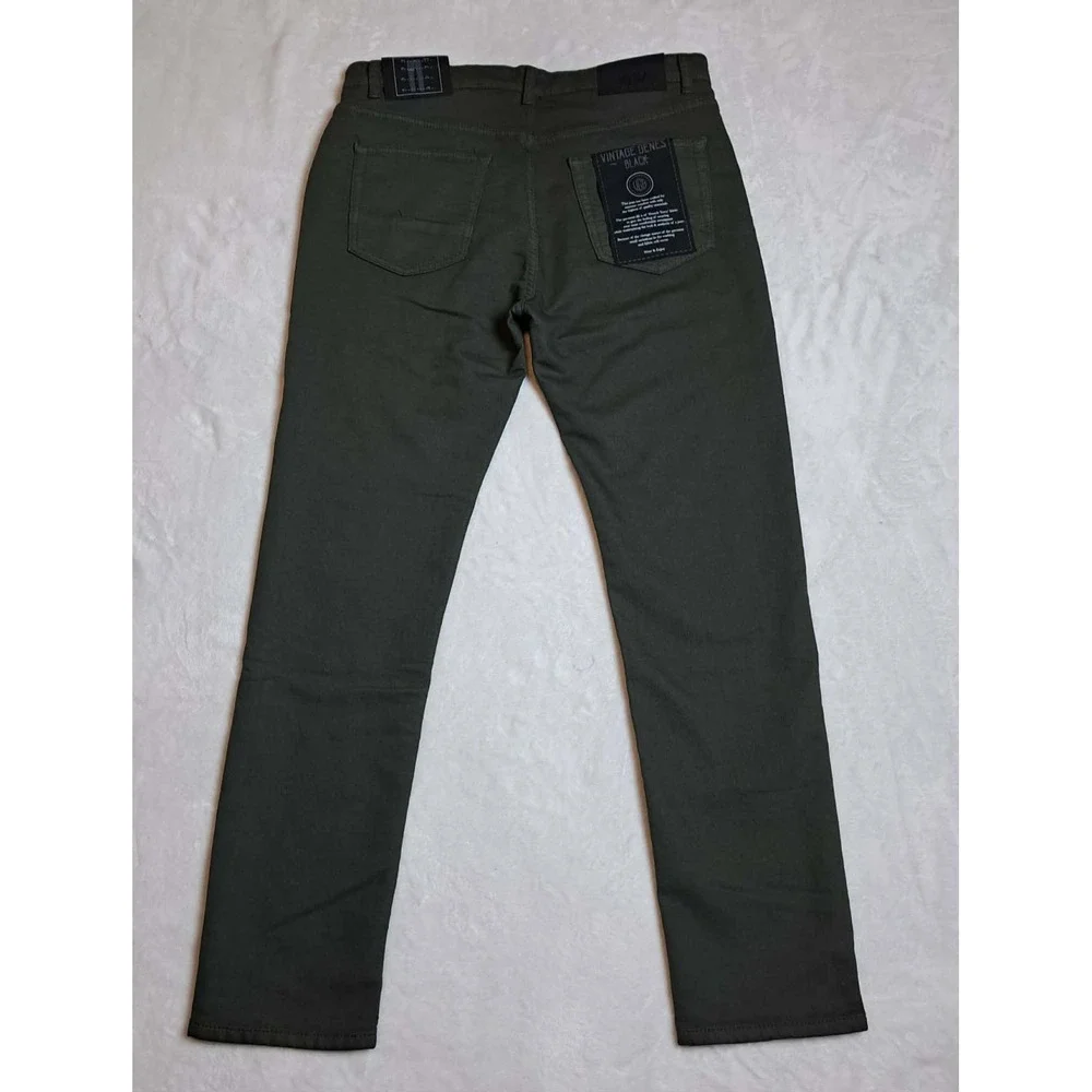 Vintage Genes Black Jeans Men's 34W 32L Green French Terry Denim Stretch NWT NEW